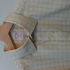 Brooks Brothers Non Iron Cotton Yellow Windowpane Shirt 16.5 - 35